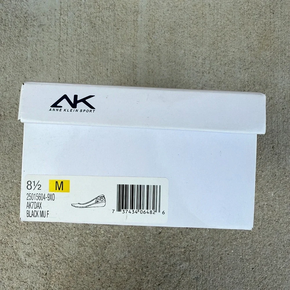 Anne Klein Sport 8.5 Black Mid Wedge Slip On Wedge‎ Shoe
